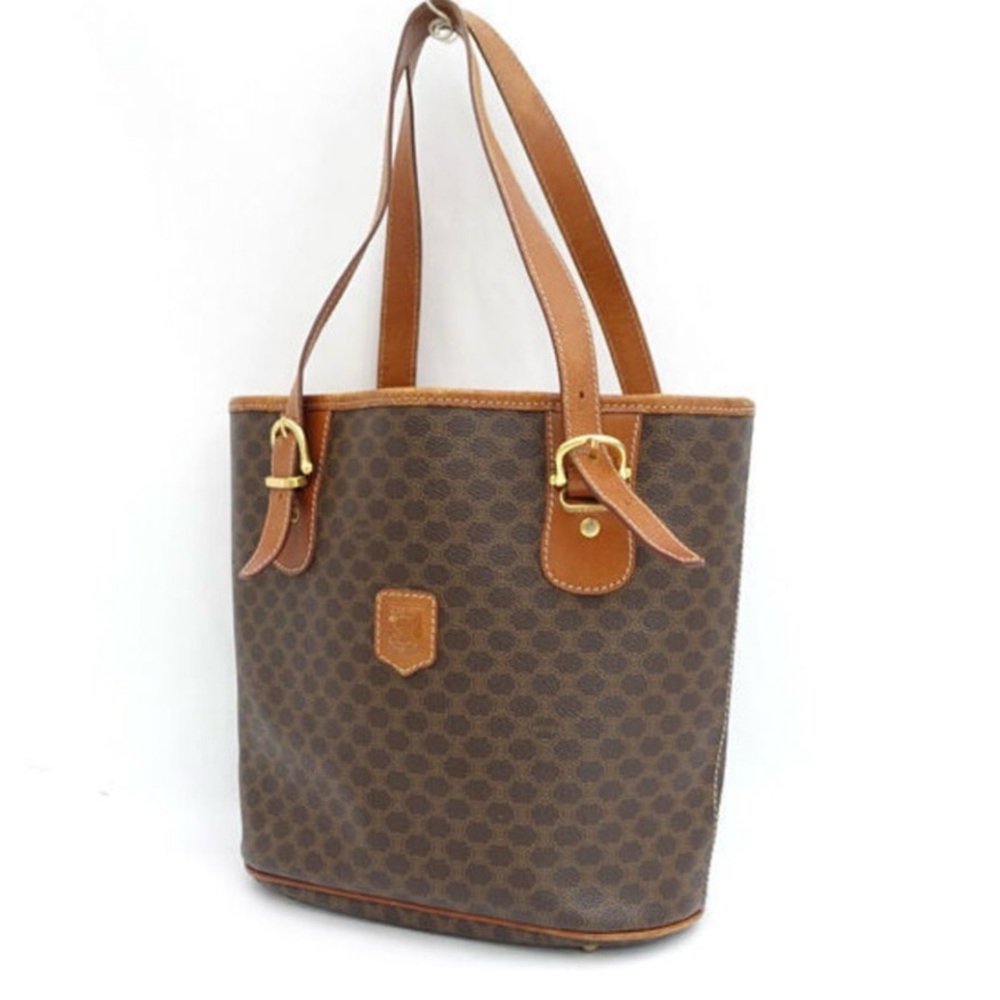 “CELINE PARIS - MACADAM” VINTAGE BUCKET/SHOULDER BAG.